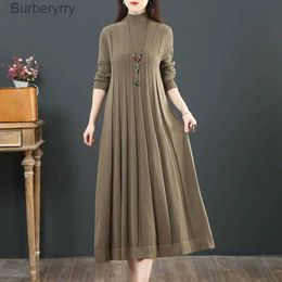 Basic Casual Dresses 2023NEW Autumn Winter Large Size Covering Belly Dress Middle Aged Elderly Mother Retro Long Knitted Sweater Dresses Vestidos 6XLL231130