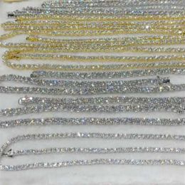 Factory Whole Iced Out 925 Vvs Moissanite Diamond Tennis Chain Bracelet Necklace 3mm 4mm 5mm 6mm 8mm Custom 10k 14k Gold2607