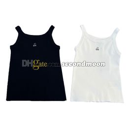 Women Sexy Sling Top Letters Embroidered Tank Tops Gym Fitness Knitted Tee Woman Sport Knitwear