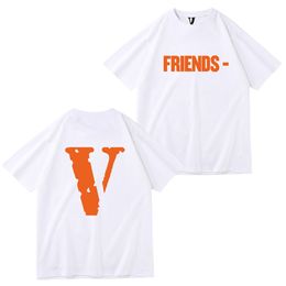 Vlone T Shirt 22SS Tasarımcı Vlones Devil V Mens T Shirt High Street Hip-Hop Kafatası Baş Row iskelet Baskı Gevşek Avrupa ve Amerikan Tops S-XL