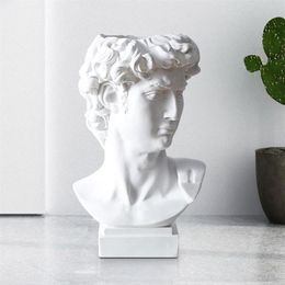 Modern Nordic Style Creative Portrait Vase Human Head Flower Vases Ornaments Resin David Flowers Art Home Decor 210409218y