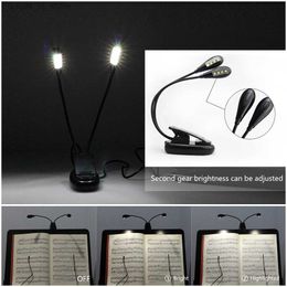 Book Lights Mini Portable Flexible Bendable 8 LEDs Orchestra Piano Music Score Light Stand Clip Reading Lamp Book Light Clamp LED Desk Lamp YQ231130