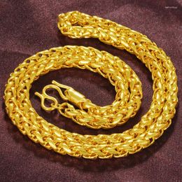 Chains HOYON 18K Gold Colour Fill Never Fade Luxury Men's Necklace Wedding Jewellery Gift Solid Bizuteria Bijoux Women's