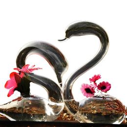 OnnPnnQ Swan Glass Floor Vase Decoration Home Glass Terrarium Vase for Wedding Decoration Flower Vases Decoratives for Homes296Q