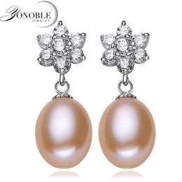 Stud YouNoble Fashion White Real Natural Fresh Water Pearl Earring 925 Sterling Silver Jewelry Women Birthday Gift Brincos Perolas279s