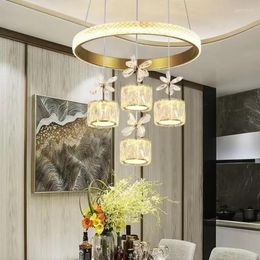 Chandeliers Modern And Minimalist Restaurant Creative Personalised Light Luxury Circular LED Crystal Living Room Lights