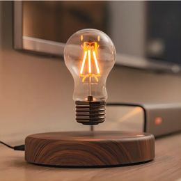 Decorative Objects Figurines Magnetic Levitation Lamp Floating Glass LED Bulb Home Office Desk Birthday Gift Table Novelty Night Light 231129