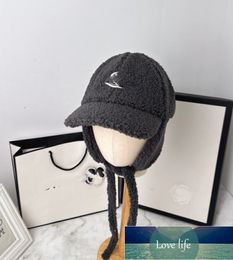 High-end Lamb Wool Ear Protection Strap Baseball Cap for Men and Women Wild Face-Looking Small Peaked Cap
