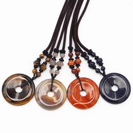 Pendant Necklaces Natural Stone Crystal Safe Buckle Necklace Vintage Sweater Chain Charms Fashion DIY Making Jewelry Accessories Wholesale
