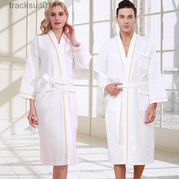 Men's Robes Men Summer Cotton Waffle Bath Robe Plus Size Kimono Towel Bathrobe Women Sexy Dressing Gown Bridesmaid Robe Suck Water Sleepwear L231130