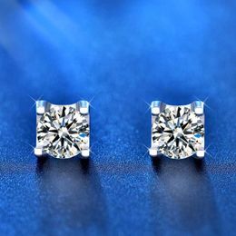 Charm Charm Moissanite Stud Earrings 0.5ct 5mm DF Colour Brilliant Round Cut Lab Created Diamond Earrings Sterling Silver Push Back for W