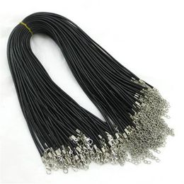 100pcs 1 5mm Black Wax Leather Snake chains bracelets Beading Cord String Rope Wire 45cm 5cm Extender bracelet ChainLobster Clasp 170z