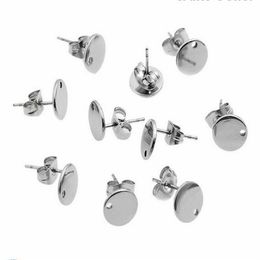 Lot 30set 10mm Surgical Stainless Steel Round Stud Earrings Finding Supplies Stopper Silver DIY Jewelry Finding & Components2813