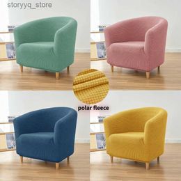 Chair Covers Polar Fleece Club Chair Cover Stretch Tub Chair Slipcover Solid Colour Sofa Cover Couch Covers for Study Bar Counter Living Room Q231130