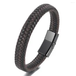 Charm Bracelets Brown Men Bracelet Male Leather Braid Coated Classic Man Wristband Style! Couple Gift