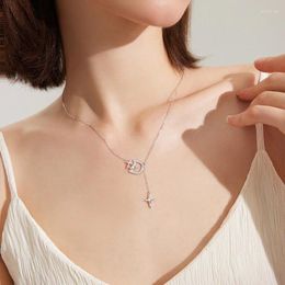 Pendants 925 Sterling Silver Necklace Fine Letter Shape Pendant Sparkling Choker Birthday Gift For Women Jewellery