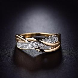 Wedding Rings Fashion Temperament Luxury Originality Weave Pave Band Rhinestone Ring For Woman Jewelary Engagement Gifts Wome2173