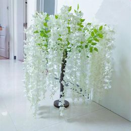 Upscale Artificial Flowers Cherry Blossom Tree Wisteria Plant Potting For Christmas Wedding Stage Site Layout Home Decoration267J