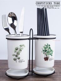 Storage Bottles Kitchen Chopstick Basket Ceramic Holder Drain Household Knife And Fork Box Bucket Flat Cage