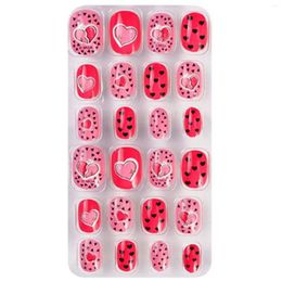 False Nails Flame Patterns Kid's Manicure Charming Bright Lustre Rhinestones For Fingernail DIY At Home