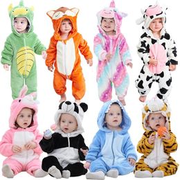 Rompers Baby Cartoon Romper born Infant Clothing Boy Girl Pajamas Animal Onesies Jumpsuit Cow Panda Costume Winter 231130