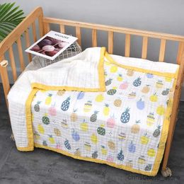 Blankets Swaddling Cartoon Pattern Gauze Bath Towel 6 Layers Bedding Bamboo Cotton for Babies Newborns Sleeping Bed Cover Muslin Baby Blanket R231130