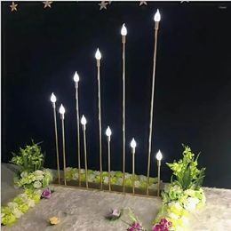 Candle Holders Christmas Party Decoration Electronic Candlestick Candleholder Centrepiece 4pcs/lot 10-Head Golden Reed Led Lights