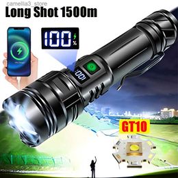 Torches High Power LED Flashlight Type-C USB Rechargeable Long Range Tactical Torch Strong Light Lamp Outdoor Ultra Powerful Flash Light Q231130