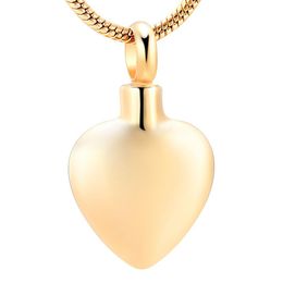 IJD8408 Gold Tone Ashes Holder Keepsake Jewelry Memorial Urn Necklace Gold Heart Stainless Steel Cremation Pendant Necklace243o