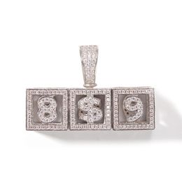 A-Z 0-9 Custom Name Cube Letters Necklace Pendant For Men Women Gold Silver HipHop Jewellery With Rope Chain2624