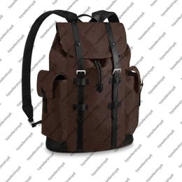 M43735 N41379 CHRISTOPHER PM Men BACKPACK Canvas Cowhide leather trim Textile lining strap travel luggage tote satchel shoulder ba263v