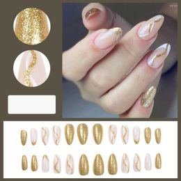 False Nails Nail Tips Fake Nials Manicure DIY Long Almond French Simple