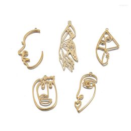 Charms 1Pack Raw Brass Hollow Face Hand For Earrings Making Components Pendants Diy Craft Handmade Jewellery Necklace Accessories