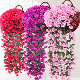 Faux Floral Greenery Violet Artificial Flower Decoration Simulation Valentines Day Wedding Wall Hanging Basket Orchid Fake Home Decor 230428