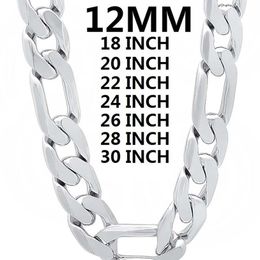 solid 925 Sterling Silver necklace for men classic 12MM Cuban chain 18-30 inches Charm high quality Fashion Jewellery wedding 220209221J