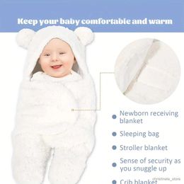 Blankets Swaddling Soft Newborn Sleeping Bag Winter Stroller Swaddle Wrap Soft Warm Thickened Short Plush Fabric Lambswool Blanket R231130