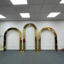New Gold-Plated Background Frame Wedding iron Art Props Outdoor Wedding Decoration Stainless Steel Shelf Screen Arch 004