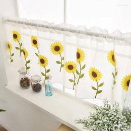 Curtain Sunflowers Embroidery Short Roman Curtains For Living Room Kitchen Small Window Half Sheer Door Drapes