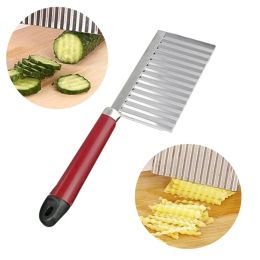 French Fry Cutters Potato Dough Waves Crinkle Cutter Slicer Potato Cutter Slicer Kitchen Vegetable Carrot Chip Blade RRE11268 ZZ