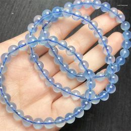 Link Bracelets Natural Aquamarine Bracelet Jewelry For Woman Man Fengshui Healing Wealth Beads Crystal Gift 1pcs 7MM