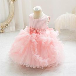 Girl Dresses Pink Pleated Dress Kids Tutu Baby Clothes Infant Outerwear Birthday Ropa Bebes 0 A 12 Meses Sukienka Dla Dziewczynki