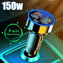 Upgrade 150W PD USB Car Charger Fast Charging Type C USB Phone Adapter for IPhone 13 Pro Xiaomi Huawei Samsung Auto Quick Charger