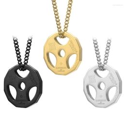 Chains Stainless Steel Fitness Dumbbell Pendant Necklace Weight Plate Barbell Chain Workout For Men Jewellery