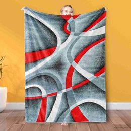 Blankets Swaddling Flannel Blanket Grey Black Red White Swirls Throw Blanket for Sofa Bedroom Couch Travelling All Season Air Conditioning Blankets R231130