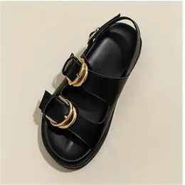 Sandals Brand Designer Women Platform Gold Buckle Roman Shoes Summer Metal Circle Gladiator Sandalias Mujer Muffins Slides