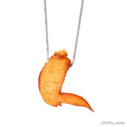 Pendant Necklaces Simulation Food Chicken Wings Necklace Orleans Chicken Wings Drumsticks Pendant Men Women Creative Jewellery Children Fun Gift R231130