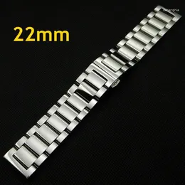 Watch Bands Folding Buckle Replacement Silver Stainless Steel Men Solid Link Bracelet Wrist Band Strap 20mm Push Button GD012620