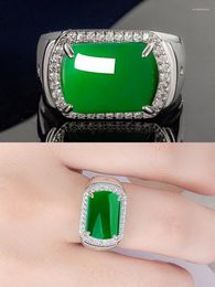 Cluster Rings Vintage Green Jade Emerald Gemstones Diamonds For Men Women White Gold Filled Silver 925 Jewelry Bague Bijoux Cool Bands