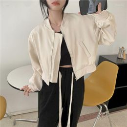 Women's Jackets Autumn Coat Women Baseball Jacket Stylish Loose Sweet Cool Babes Top Korean Solid Casual Comfortable Female Clothing