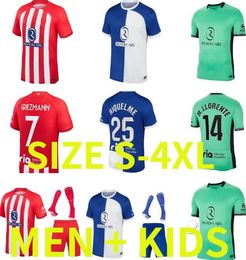 MEMPHIS Athletic MadridS R.DE PAUL GRIEZMANN Soccer Jerseys 2023 2024 CARRASCO M. Llorente Camisetas 23 24 LLORENTE CORREA Football Shirt Men Kids Kit set uniform